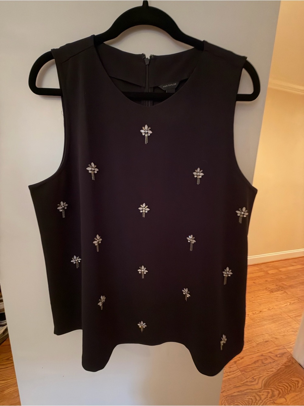 Ann Taylor Black Embellished Sleeveless Top